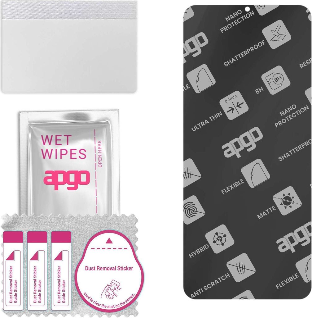 apgo Hybrid Schutzglas, Matt, kompatibel mit Vivo Y52t, Flexible Nano Glass, toller Ersatz für Hartglas, kratzfester Displayschutzglas, Displaysch...