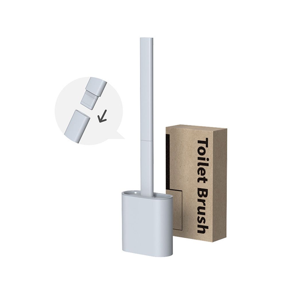 Silikon Klobürste mit flachem und biegsamem Kopf - Toilettenbürste aus Silikon Moderne WC Bürste für die Wandmontage ohne Bohren