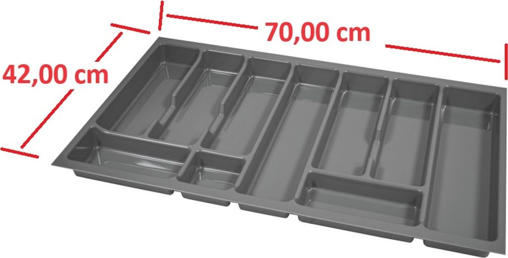 Besteckeinsatz Besteckkasten 80 cm Schubkasten grau Produktbild 