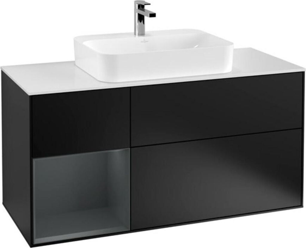 V&B Waschtischunterschrank Finion 120cm, Pl w m, Rg l md b m La, bla m Lac