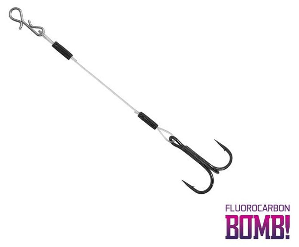 DELPHIN BOMB! Twisto RIGS Fluorocarbon, Fertige Stinger-Vorfächer, 6cm, 3 Stk, 669003006