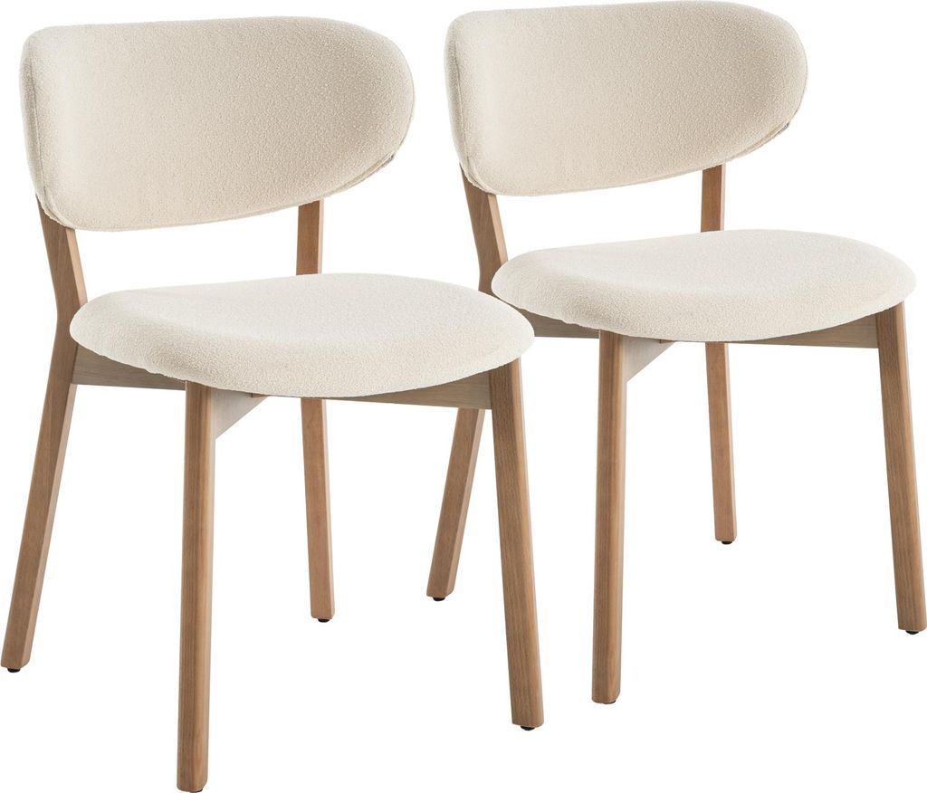 Lot de 2 chaises en bois clair et tissu boucle beige AURA Image du produit 