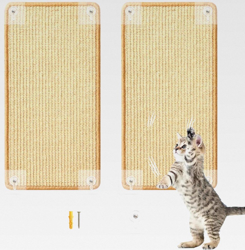 Kratzmatte Katze 40 * 60cm, 2 Stück Sisal Kratzbrett Wand, Kratzwand für Katzen, Kratzbretter, Kratzschutz Sofa für Möbel Tür