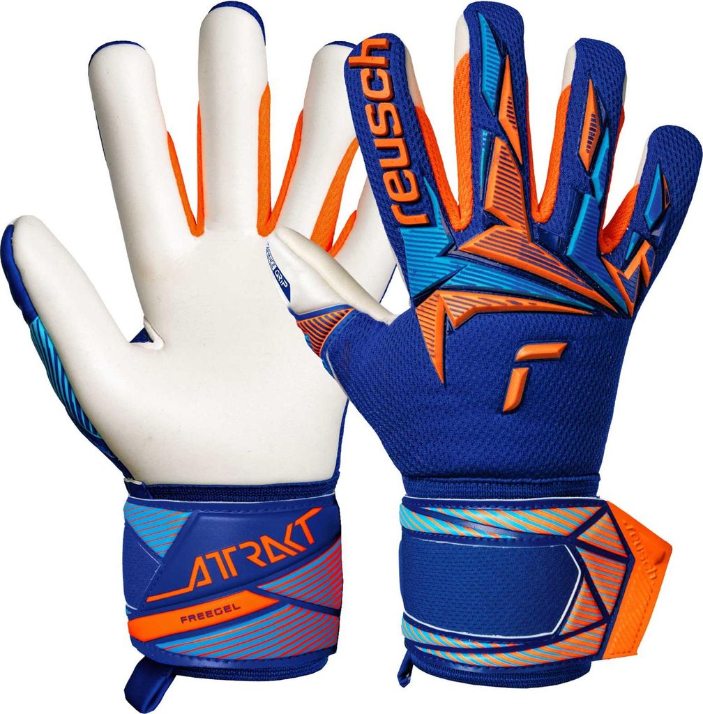 Reusch Torwarthandschuhe Attrakt Freegel Advance Junior mit atmungsaktiven Mesh-Einsätzen 4129 sharp blu/shock orang 7