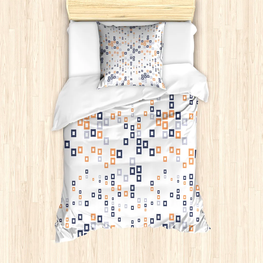 Set Copripiumino ABAKUHAUS 135x200 cm Arancio Blu | Antiacaro Federa Inclusa