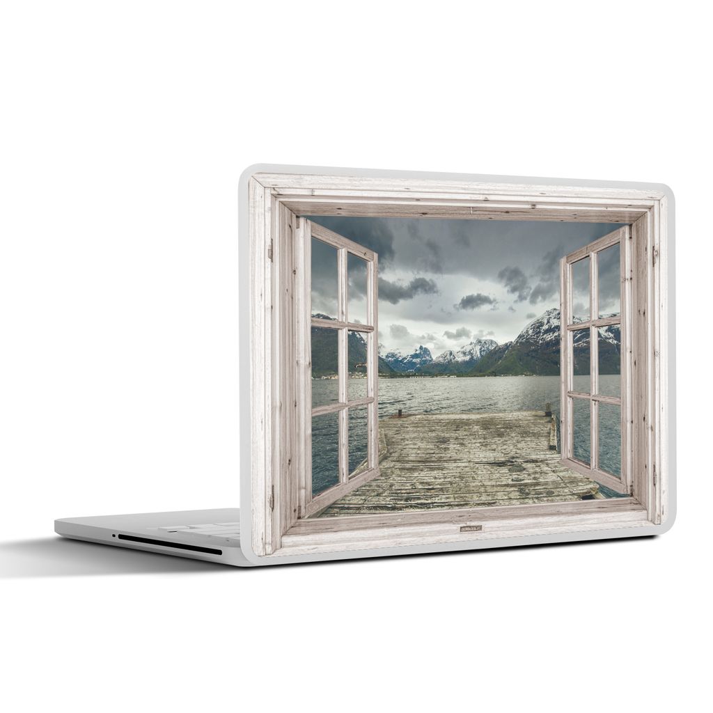MuchoWow Laptop Aufkleber Sticker Cover Ausblick - Gerüstbau - Berg 30x22 cm - Laptop-Sticker