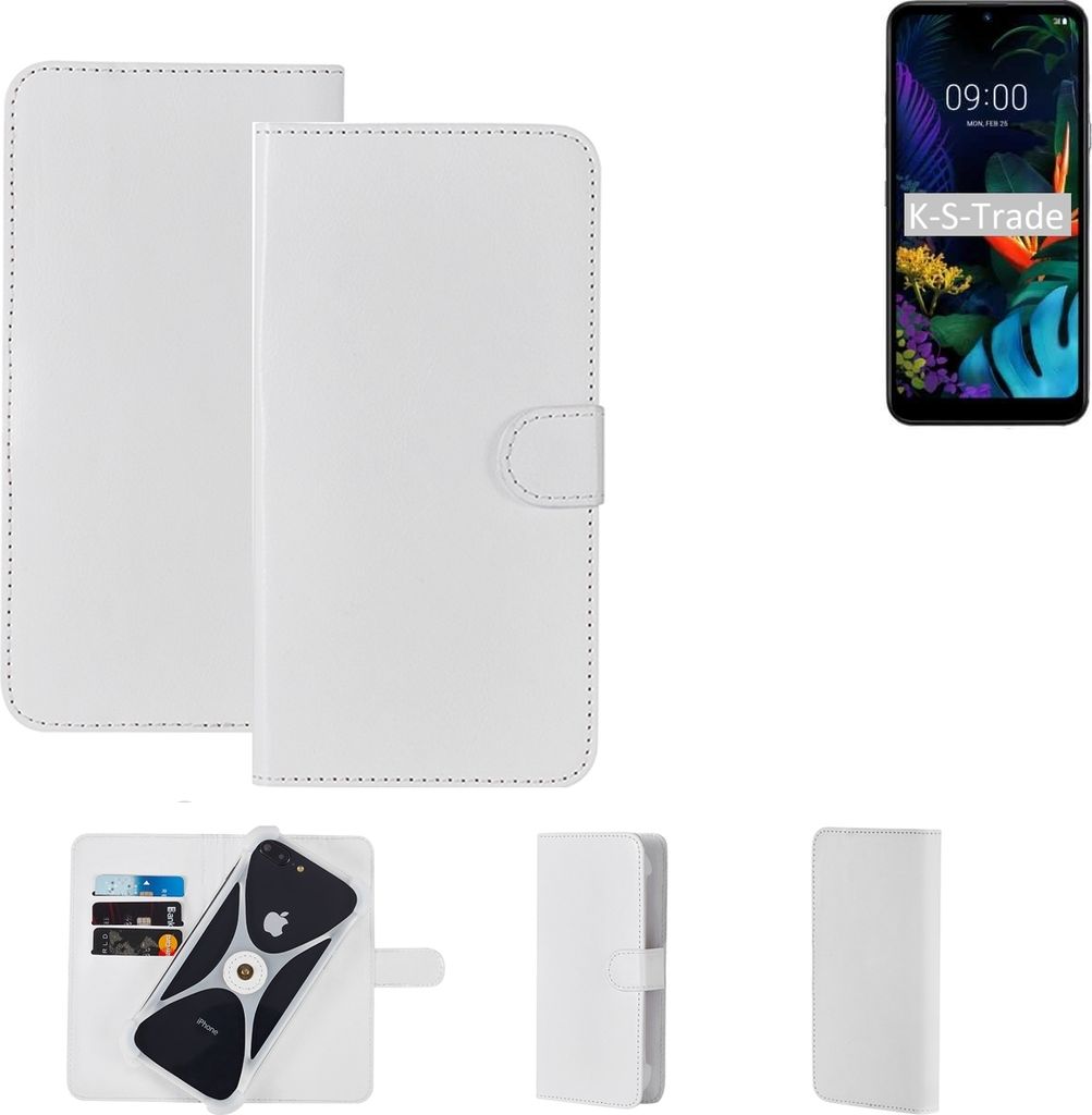 K-S-Trade Handy Hülle Schutz Hülle kompatibel mit LG Electronics K50 Cover Case Bookstyle Bumper weiß 1x