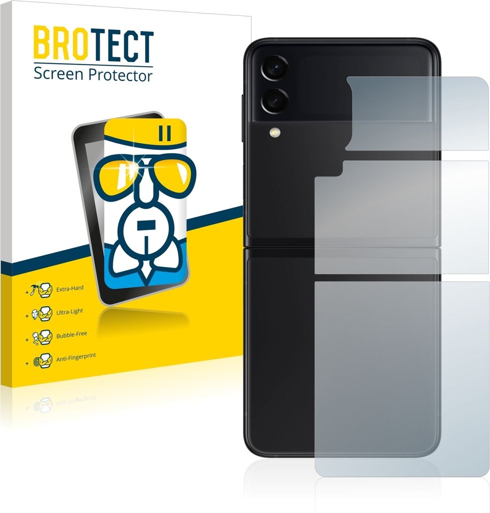 BROTECT Schutzglas für Samsung Galaxy Z Flip 3 5G (Rückseite) Schutzfolie Panzer Folie Glas Display Schutz klar