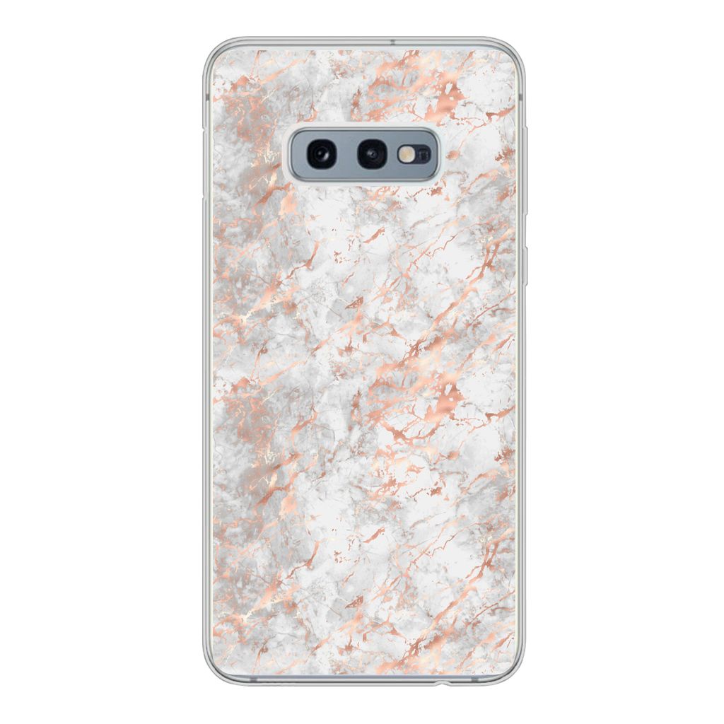 MuchoWow Handyhülle Schutzhülle Hülle für Samsung Galaxy S10e Roségold - Marmor - Weiß - Gemustert Silikon Softcase Handy Hülle - Handy
