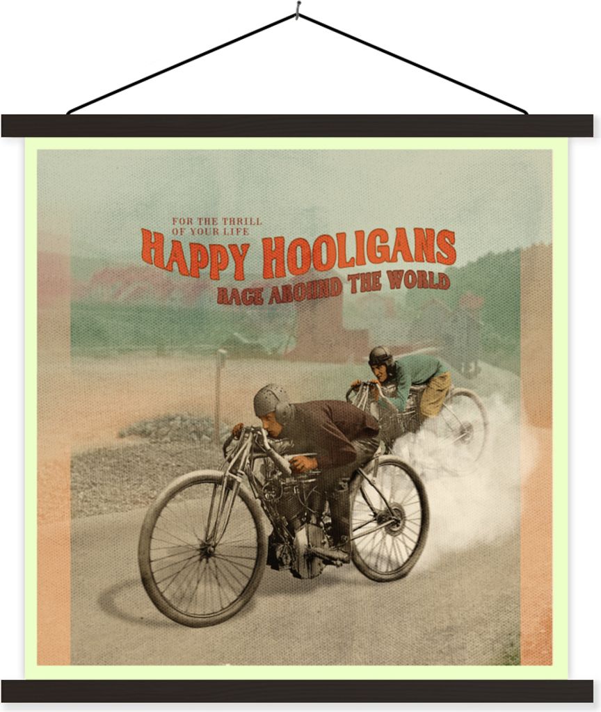 MuchoWow Textilposter Mancave - Motor - Räder - Vintage 60x60 cm mit schwarzem Rahmen - Posteraufhänger