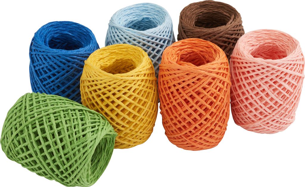 VBS Raffia Papierband Set 7 Farben je 30m ideal für Basteln und Dekoration