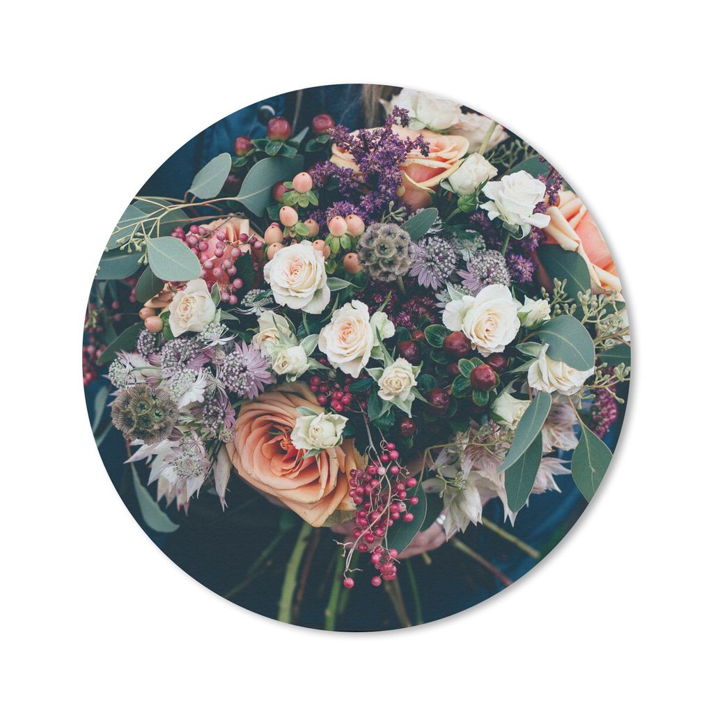 MuchoWow Mauspad Mousepad Blumen - Blumenstrauß - Pastell 40x40 cm - Mousepads - Maus Mat - Pad - Mausunterlage - Schreibtisch Accessoires