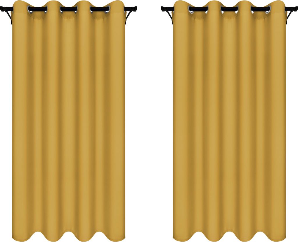 Vorhänge mit Ösen 140x240 cm 2 Stücke Gelb Fertige Blickdichte Gardinen