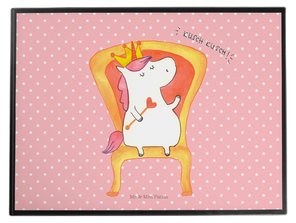 Mr. & Mrs. Panda Schreibunterlage Einhorn König - Rot Pastell - Geschenk, tischpad, Unterlage Schreibtisch, Präsident, schreibtischunterlage, Bun...