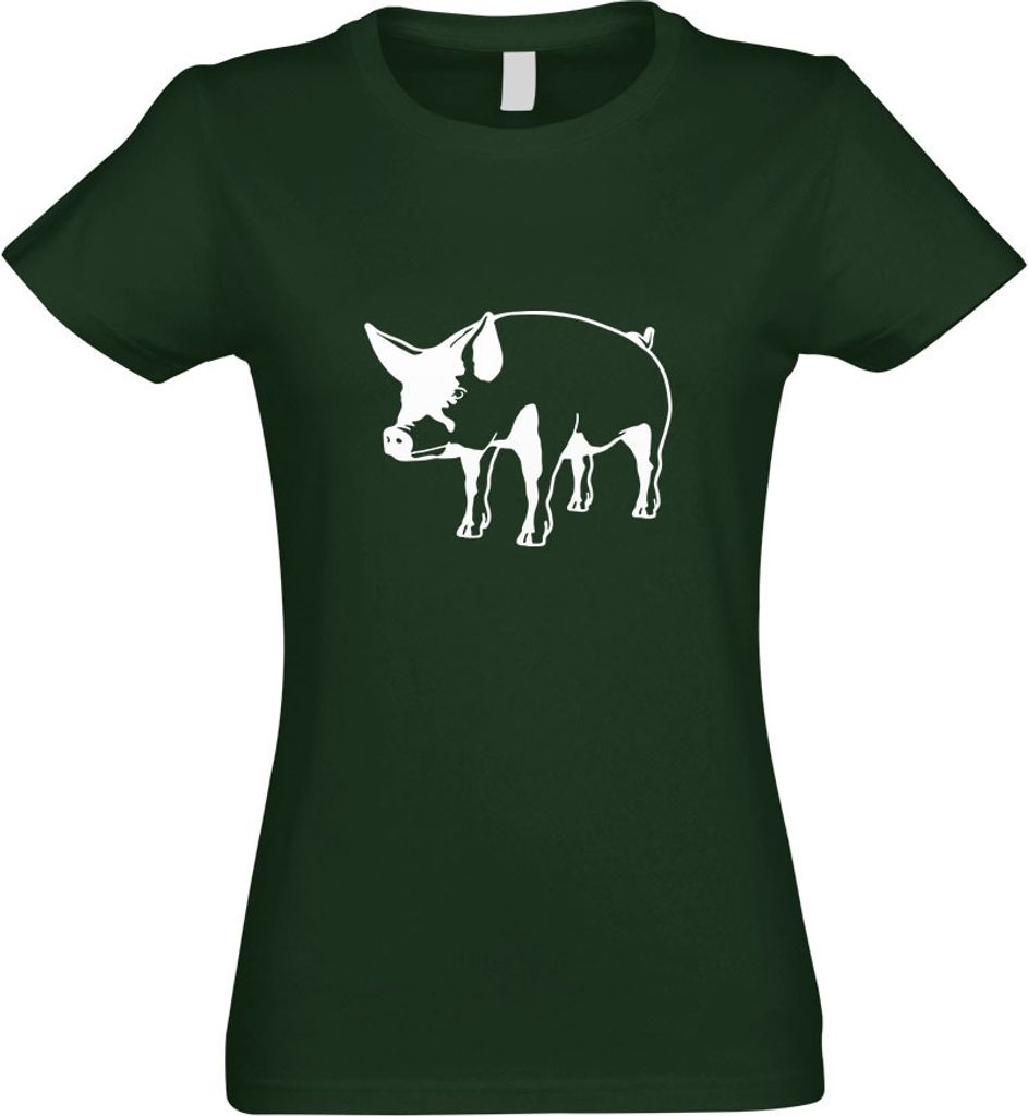 Kiwistar - T-Shirt tailliert - Damen - flaschengrün - Schwein Motiv 5 - Sau - Baby - mit Motiv Bedruckt - Funshirt Design - Sport - Freizeit - Dam...
