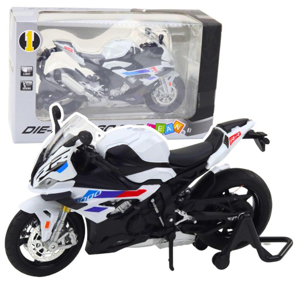 Lean Toys Sport-Motorrad Metall Lichter Sound Weiß S1000 1:12