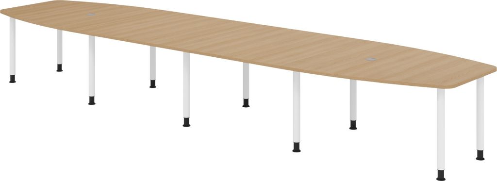bümö Konferenztisch XXL KT52 - Nachbildung: Eiche, tischfuss: Füße in Weiß