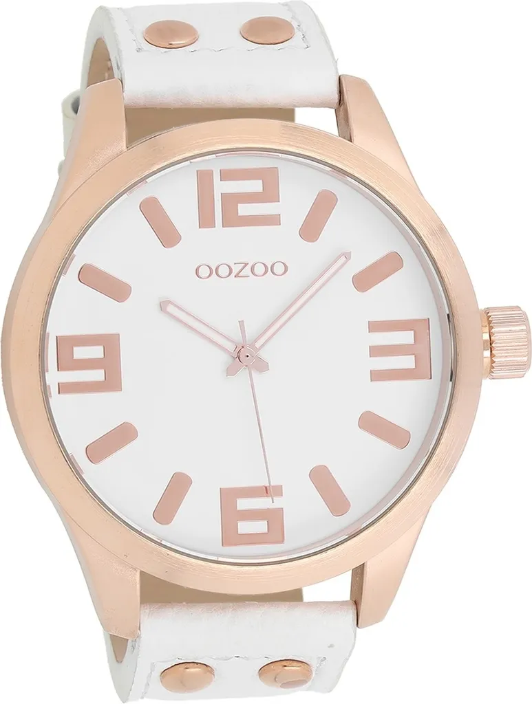 Montre Oozoo Timepieces D2UOC1100A femme en cuir blanc et or rose