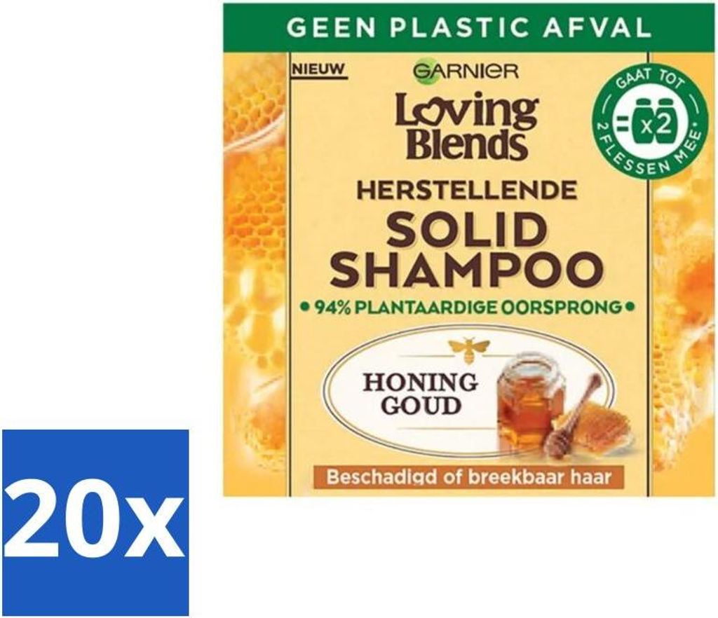 Garnier – Loving Blends – Festes Shampoo – Honiggold – Geschädigtes oder brüchiges Haar – 1 Flasche Shampoo - Vorteilspack - 20 Stücke