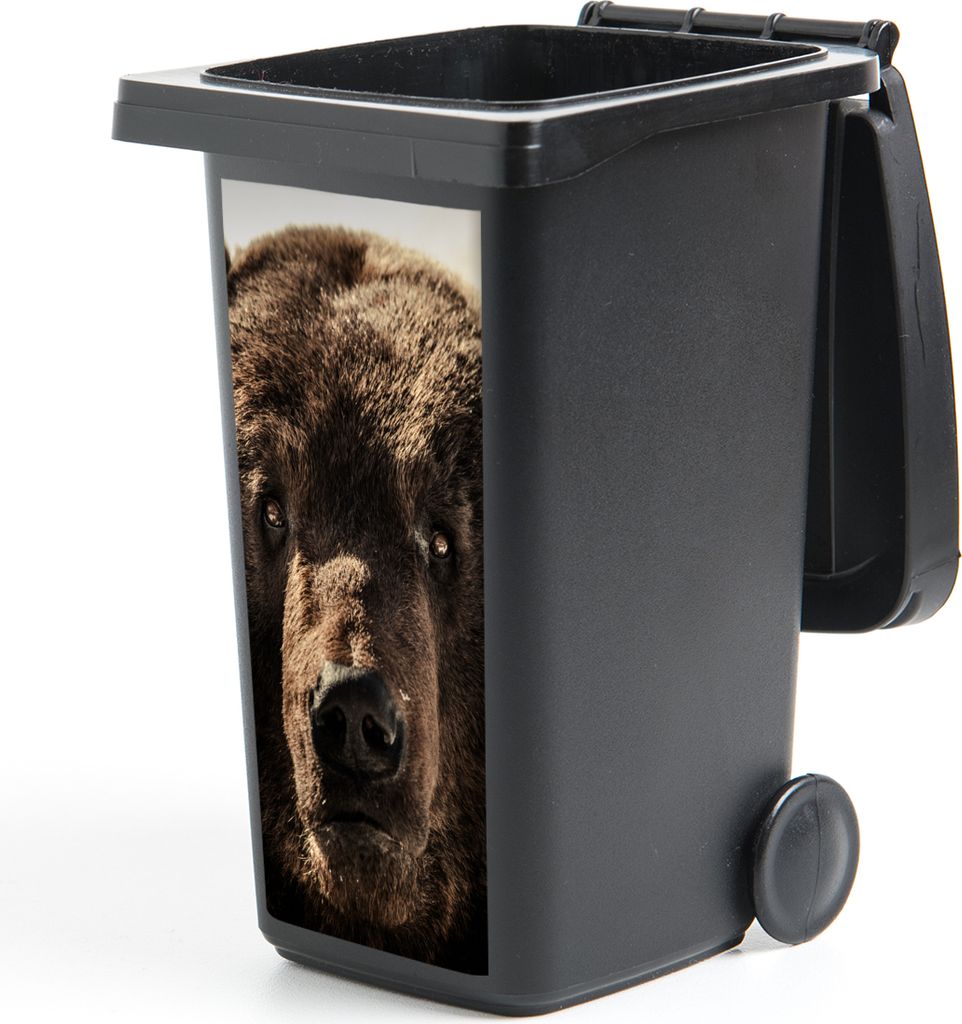MuchoWow Mülltonnenaufkleber Nahaufnahme Braunbär 38x80 cm - Behälteraufkleber - Mülleimer-Aufkleber - Container-Aufkleber
