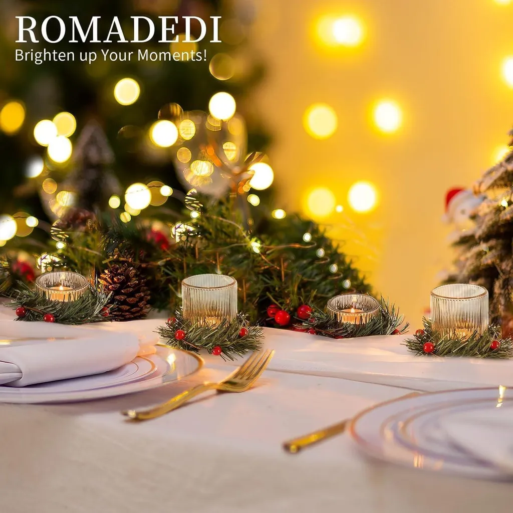 Supports Bougies Sécurisés pour Couronne de Noël en Verre - 8 Pièces - 5