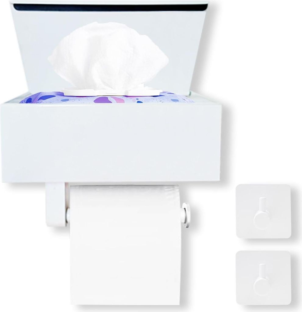 Toilettenpapierhalter mit Regal - Edelstahl - Schwarz