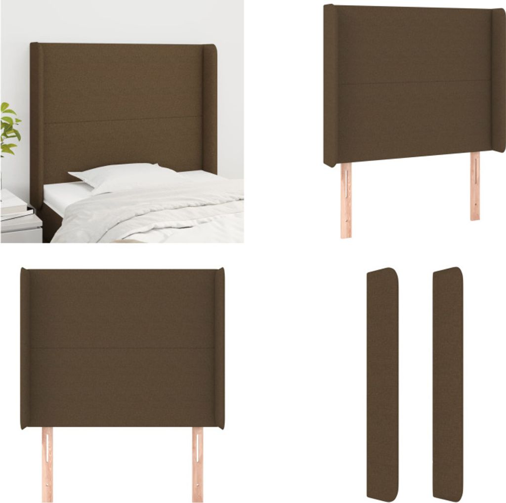 vidaXL Kopfteil mit Ohren Dunkelbraun 83x16x118/128 cm Stoff - Kopfteil - Kopfteile - Bett-Kopfteil - Bettkopfteil