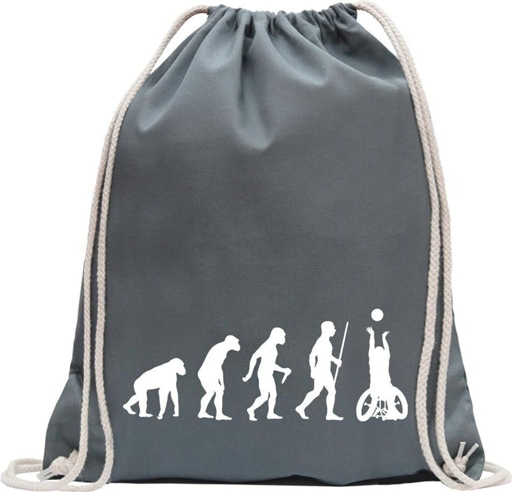 Kiwistar - Turnbeutel - stahlgrau - Rollstuhl Ballsport Evolution - Fun Rucksack Sport Beutel Gymsack Baumwolle mit Ziehgurt