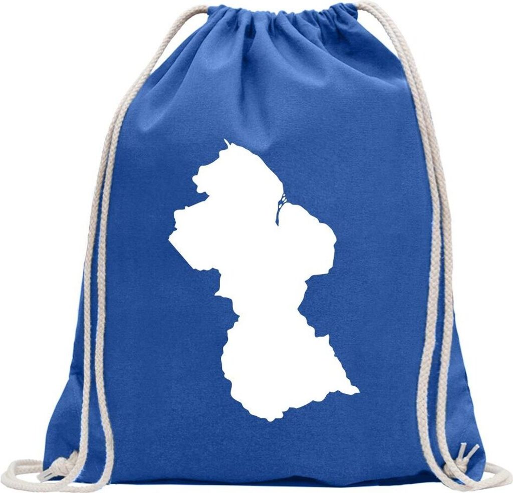 Kiwistar - Turnbeutel - royal - Guyana Umriss Kontur - Fun Rucksack Sport Beutel Gymsack Baumwolle mit Ziehgurt