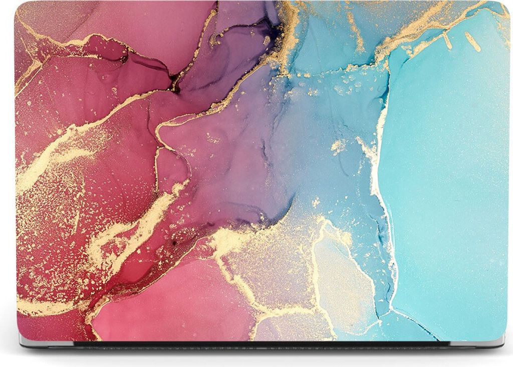 Schutzhülle für Apple MacBook Air 13" (2020-2018) 2-Teilig Hartcase Schutz Etui Tasche Hülle Modell A2337 (M1) / A2179 / A1932 - Pink/Gold Marmo...
