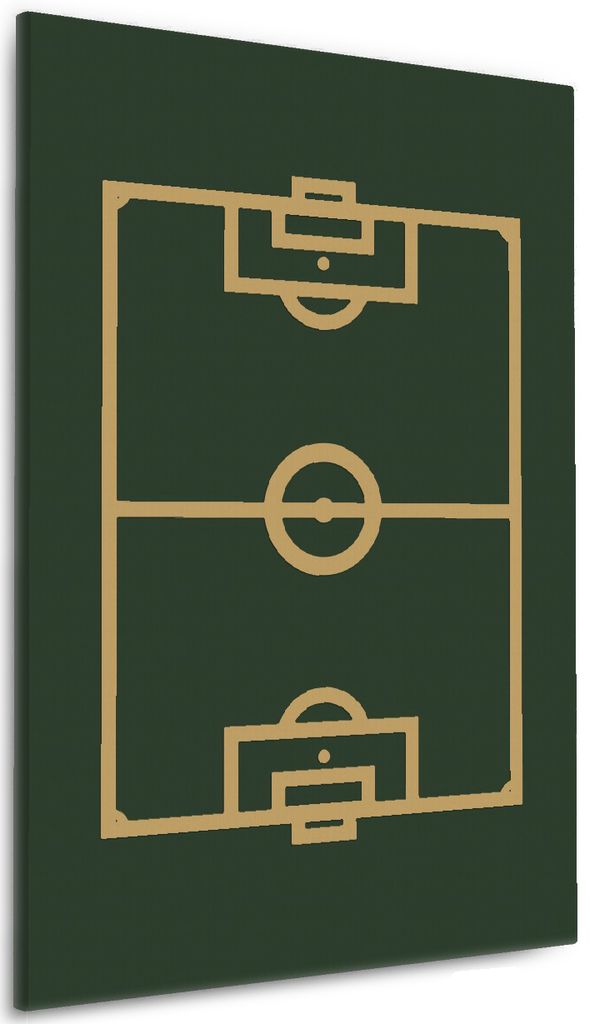 Wallario Premium Leinwandbild Fußball - Fußballfeld gezeichnet in grün und gelb in Größe 60 x 90 cm