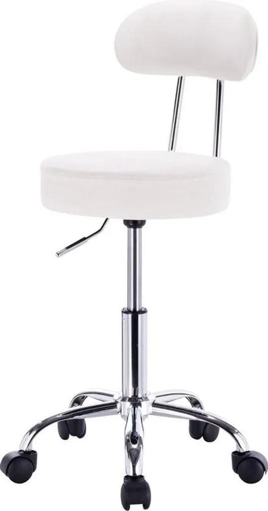 Tabouret ergonomique blanc réglable cuir robuste avec dossier confort - 2
