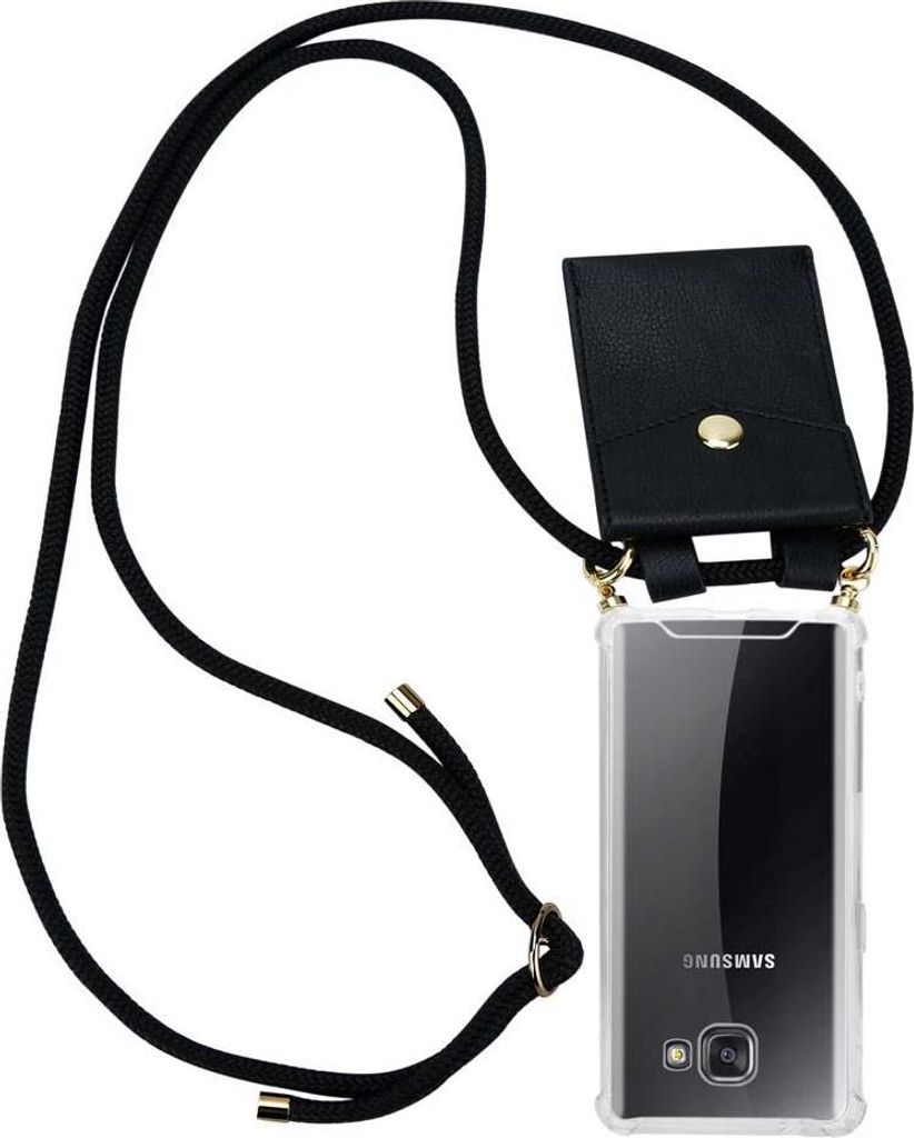 Cadorabo Hülle für Samsung Galaxy A5 2016 Schutzhülle in Schwarz Handy Kette Silikon Kordel abnehmbares Etui