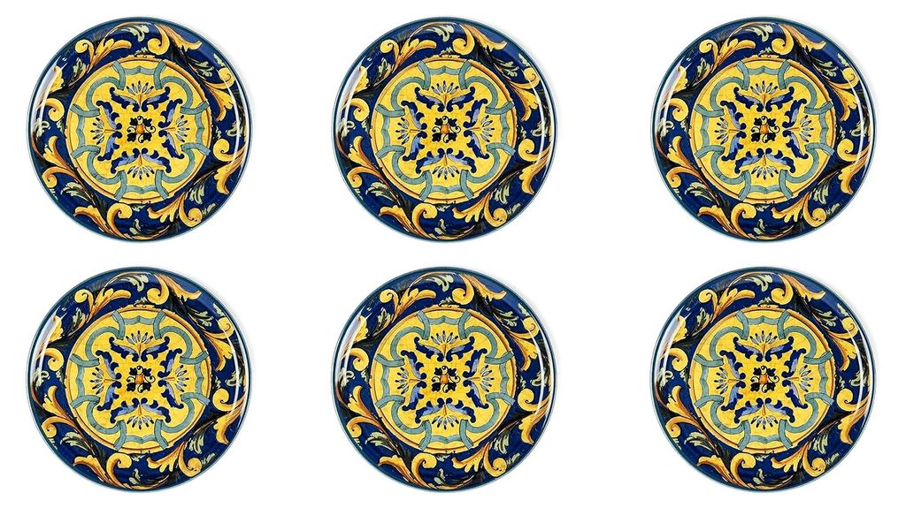 Trinacria Set mit 6 Pizzatellern aus Porzellan, Durchmesser 31,5 cm