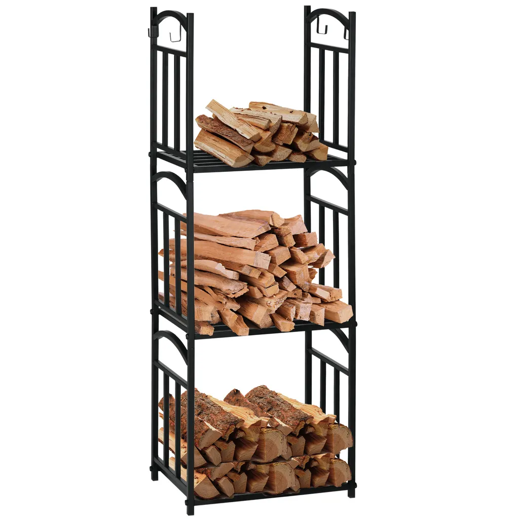 Rangement Bois de Cheminée Vertical Gain de Place pour Salon et Poêle