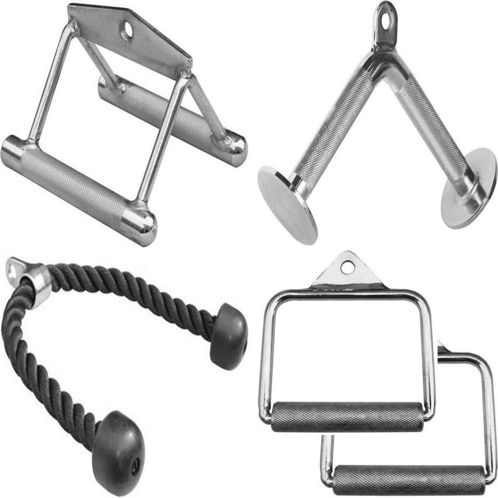 V Griff + Trizepsseil + Parallelgriff schmal + 2 x Einhandgriff kurz Seilzug Set