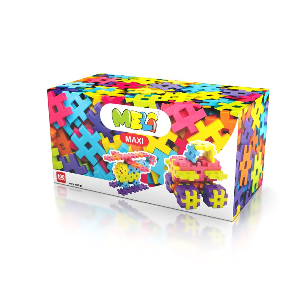 Meli Maxi Bausteine-Set – 100 farbenfrohe Waffelsteine für Produktbild 