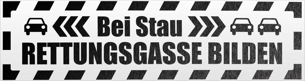 Kiwistar Rettungsgasse Stau gestreift Magnetschild Schild magnetisch - 30cm Schwarz - reflektierend - Magnetfolie für Auto PKW Kfz