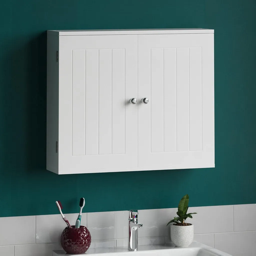 Étagère murale salle de bain gain de place blanche - Rangement 2 portes