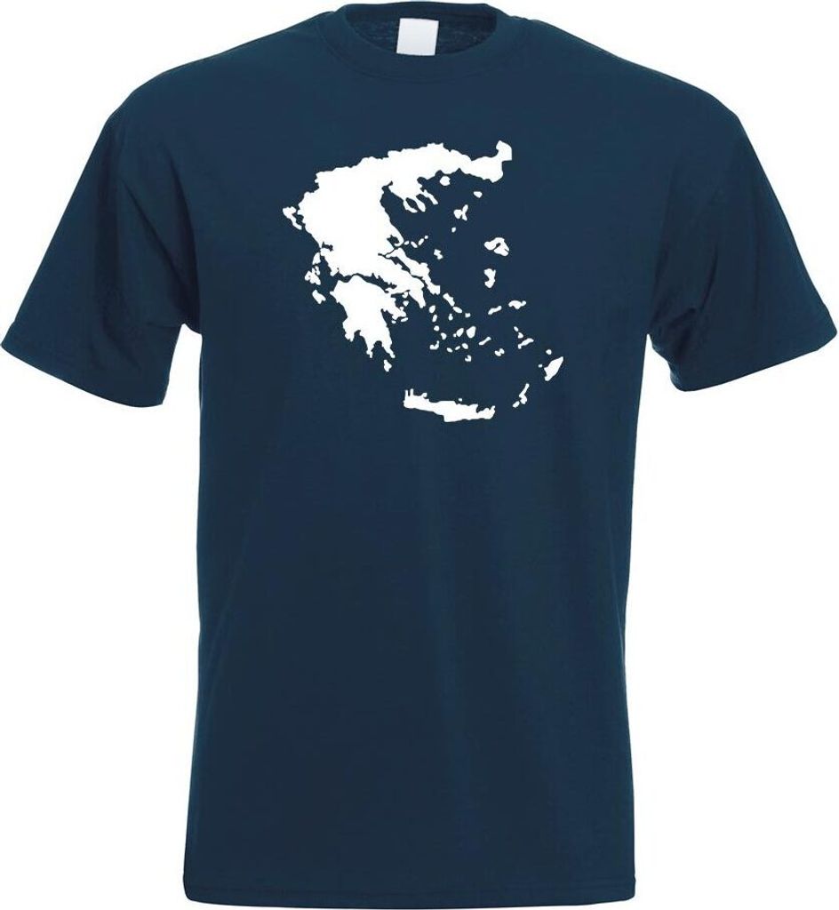 Kiwistar - T-Shirt - Navy - Griechenland Umriss Kontur Herren Funshirt Bedruckt Design Sprüche Spruch Motive - mit Motiv Bedruckt - Funshirt Desig...