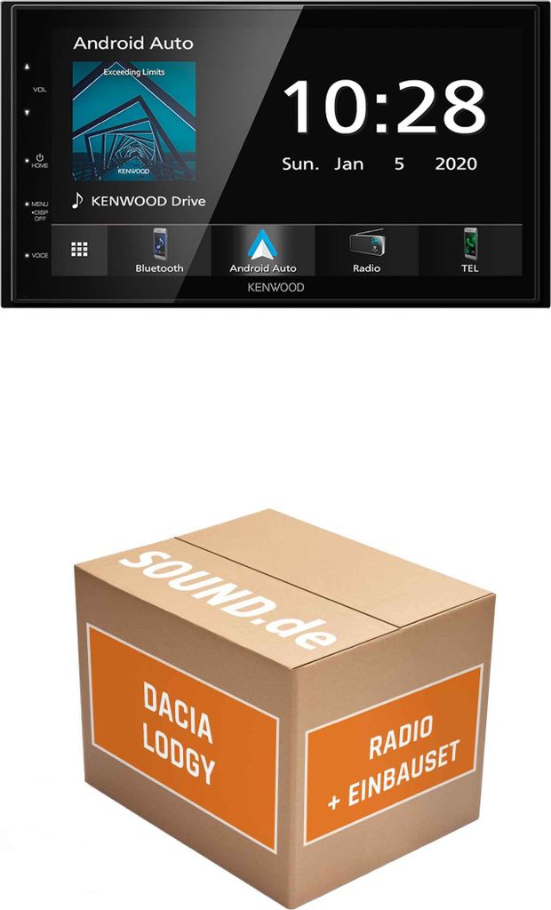 Autoradio Einbaupaket Kenwood DMX5020BTS passend für Dacia Duster + 2-DIN OEM | Apple CarPlay Android Auto