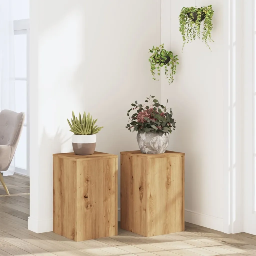 Set 2 Tavolini per Piante Artisan Oak 30x30x50 cm | Soluzione Salvaspazio