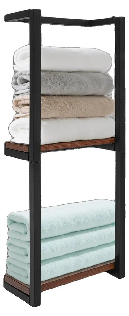 Porte-serviettes mural en acier au carbone et bois, charge 15kg, 2,19kg