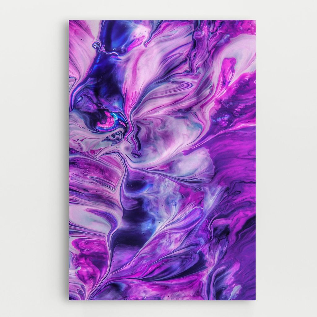 ARTHUB Leinwandbild 50x70 cm, Purple Fluid | Wohnzimmerdekoration, Hängende Bilder, Wanddekoration, Heimdekoration, Abstrakte, Lebendige Farben