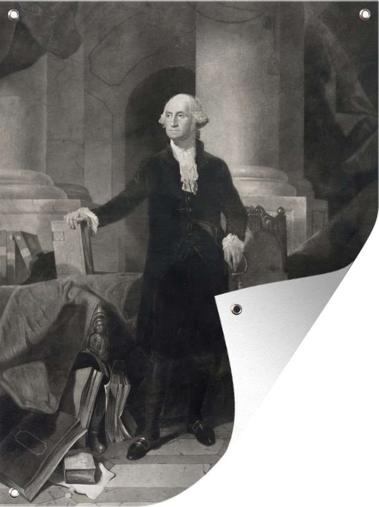 MuchoWow 60x80 cm Outdoor-Poster Gartendeko Sichtschutz Garten Poster für den Garten Ein Porträt des Präsidenten George Washington