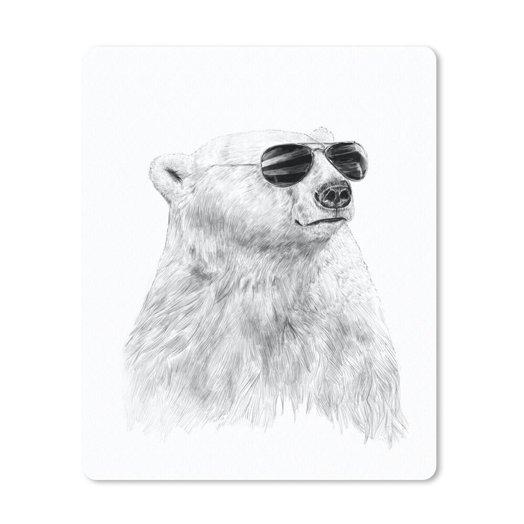 MuchoWow Mauspad Mousepad Eisbär - Sonnenbrille - Tiere - Weiß 30x40 cm - Mousepads - Maus Mat - Pad - Mausunterlage - Mausmatten