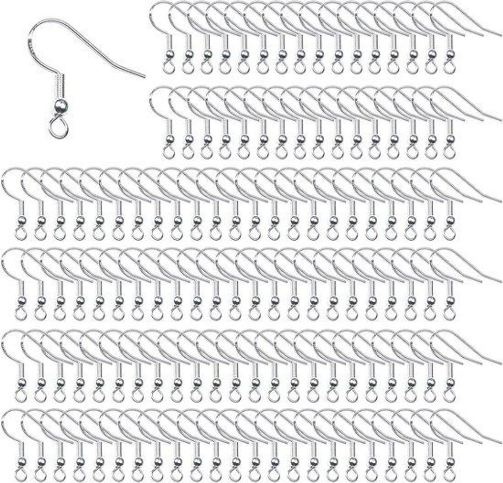 100 Stk. Silber Ohrringhaken, DIY Schmuck Zubehör, Verschiedene Größen