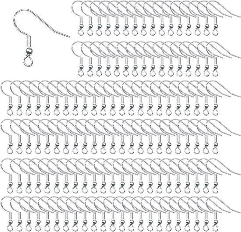 Matériel Création Bijoux : 100 Crochets d'Oreilles Argentés pour DIY