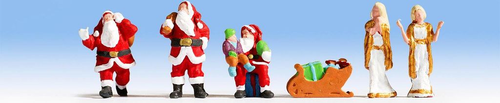 NOCH Weihnachtsfiguren, detailreiche Figuren-Sets für Modellanlagen, realistische Weihnachtsdeko zur Spur H0 perfekt für DIY-Projekte