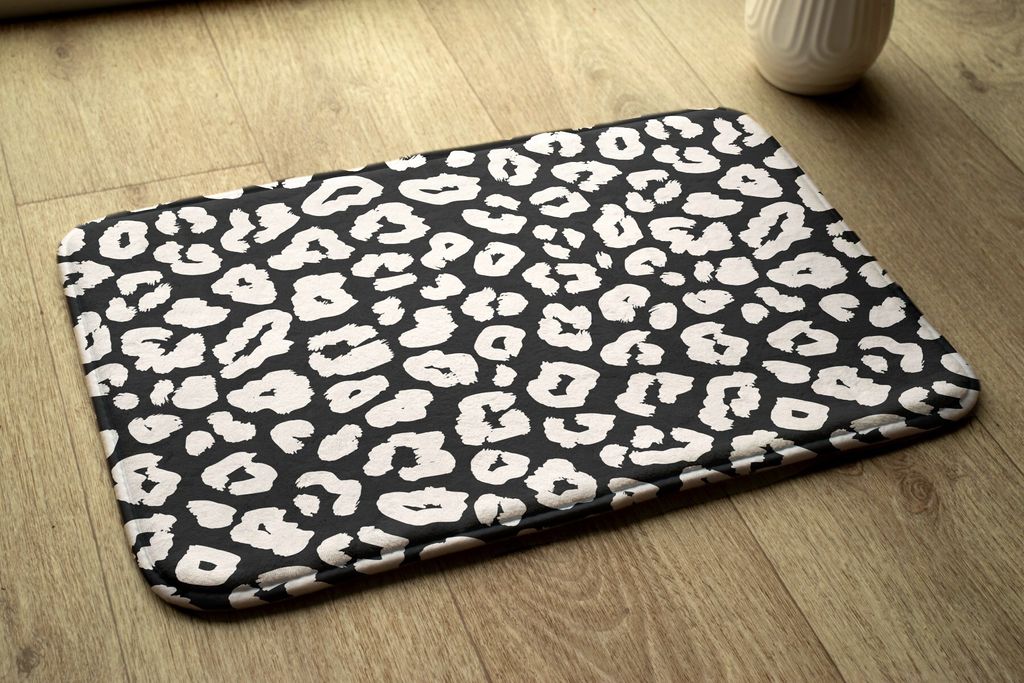 Badteppich Saugfähige - Badezimmer Teppich - Rutschfester Badvorleger Badematte - 90x60 cm - Leopardenmuster